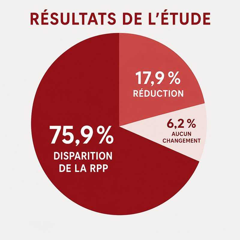 Graphique des résultats de l’étude sur les lentilles Z1 : disparition de la réponse photoparoxystique chez 75,9 %, réduction chez 17,9 % et aucun changement chez 6,2 % des participants.